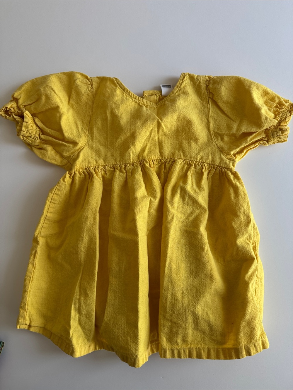 Girls' Yellow Gathered Waist Dress